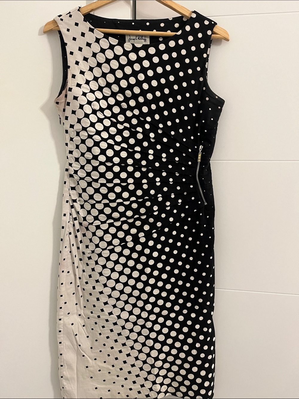 Joseph Ribkoff Black and White Gradient Polka Dot Sheath Dress